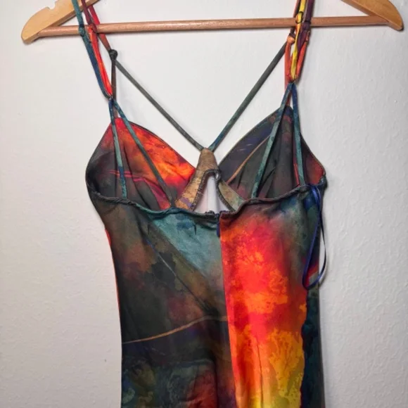 Urban Outfitters Strappy Mini Dress Small Multicolor Abstract Boho Y2K NWT - Picture 4 of 6